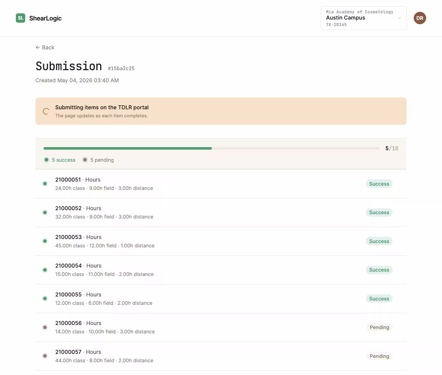 ShearLogic dashboard